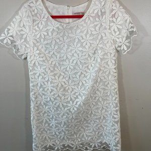 Blu Pepper White Floral Overlay Dress in White